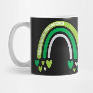 Celiac & Gluten Free Awareness Rainbow with hearts Mug